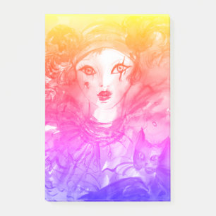 PIERROT MET CAT / Mardi Gras Masquerade Party Post-it® Notes