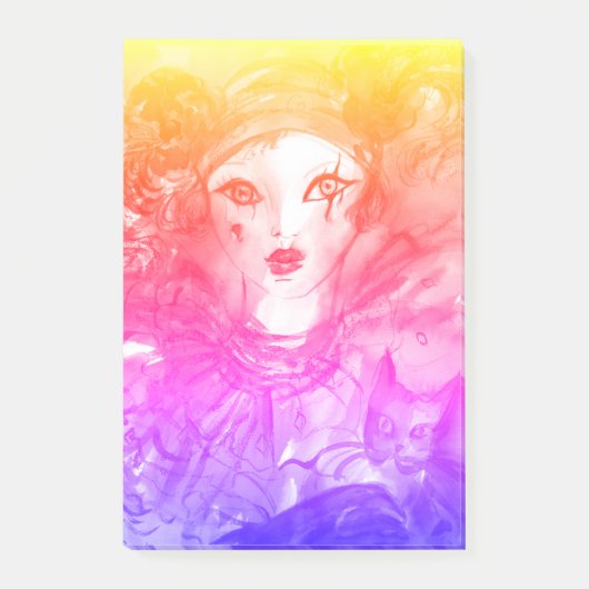 PIERROT MET CAT / Mardi Gras Masquerade Party Post-it® Notes (Voorkant)