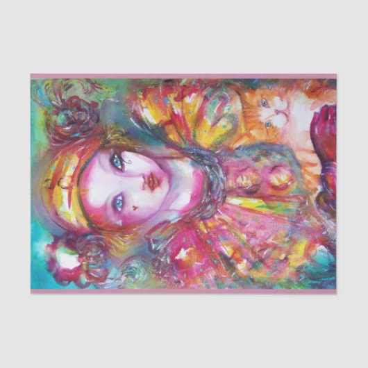 PIERROT MET CAT / Mardi Gras Masquerade Party Tissuepapier (Voorkant)