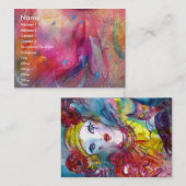 PIERROT MET CAT-Masquerade Maskermaskerroze Fuchsi Visitekaartje (Voorkant / Achterkant)