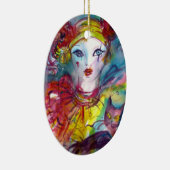 PIERROT MET CAT- / Venetiaanse maskerade-maskers Keramisch Ornament (Rechts)