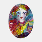 PIERROT MET CAT- / Venetiaanse maskerade-maskers Keramisch Ornament (Voorkant)
