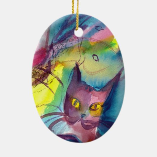 PIERROT MET CAT- / Venetiaanse maskerade-maskers Keramisch Ornament (Achterkant)