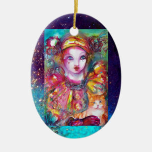 PIERROT MET CAT- / Venetiaanse maskerade-maskers Keramisch Ornament