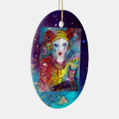 PIERROT MET CAT- / Venetiaanse maskerade-maskers Keramisch Ornament (Rechts)