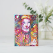 Pierrot met Cat/Venetian Masquerade maskers Briefkaart (Staand voorkant)