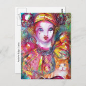 Pierrot met Cat/Venetian Masquerade maskers Briefkaart (Voorkant / Achterkant)