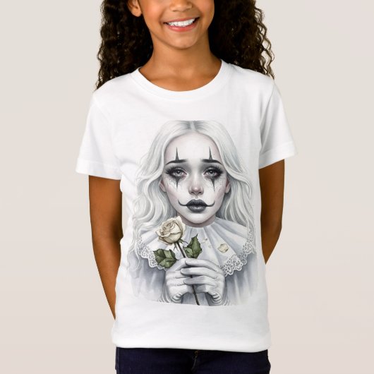 Pierrot met een witte roos t-shirt (Voorkant)