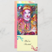 PIERROT MET KAT / Mardi Gras Maskerade Feest Kaart (Voorkant / Achterkant)