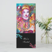 PIERROT MET KAT / Mardi Gras Maskerade Feest Kaart (Staand voorkant)