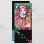 PIERROT MET KAT / Mardi Gras Maskerade Feest Kaart (Voorkant / Achterkant)