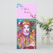 PIERROT MET KAT / Mardi Gras Maskerade Feest Kaart (Staand voorkant)