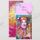 PIERROT MET KAT / Mardi Gras Maskerade Feest Kaart (Voorkant / Achterkant)