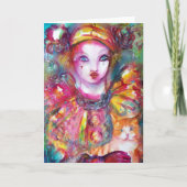 Pierrot met kat  / Venetiaanse Carnavalsmaskers Kaart (Voorkant)