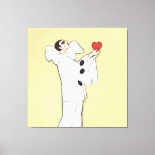Pierrot met rode hart van Sophia Chiostri Canvas Afdruk