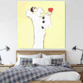 Pierrot met rode hart van Sophia Chiostri Canvas Afdruk (Insitu (Slaapkamer))