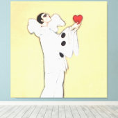 Pierrot met rode hart van Sophia Chiostri Canvas Afdruk (Insitu (Houten vloer))