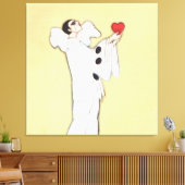 Pierrot met rode hart van Sophia Chiostri Canvas Afdruk (Insitu (Woonkamer))