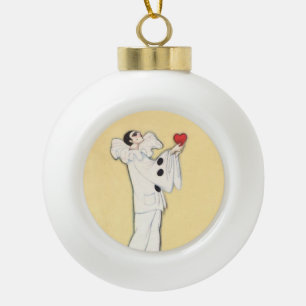 Pierrot met rode hart van Sophia Chiostri Keramische Bal Ornament