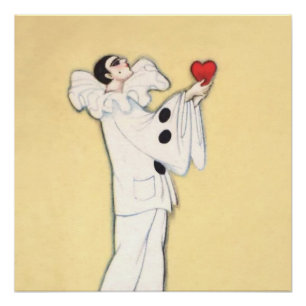 Pierrot met rode hart van Sophia Chiostri Perfect Poster