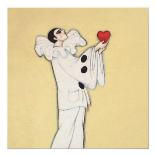 Pierrot met rode hart van Sophia Chiostri Perfect Poster (Voorkant)