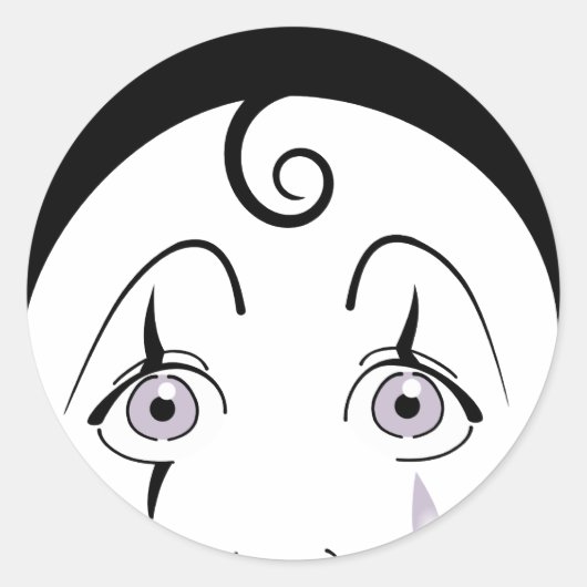 Pierrot Ronde Sticker (Voorkant)