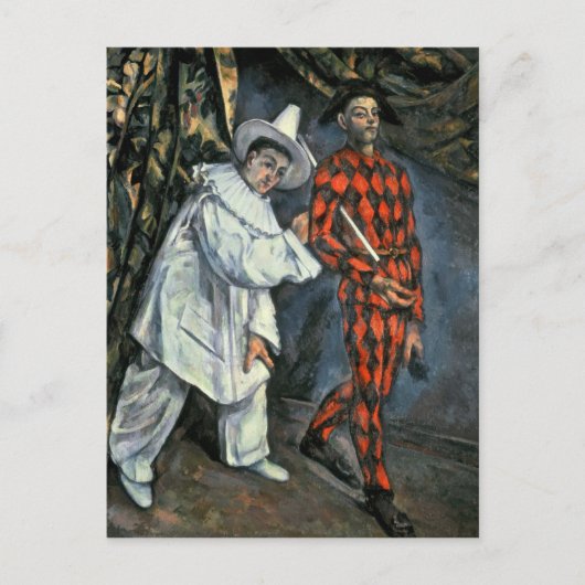 Pierrot van Paul Cezanne | en Harlekijn, 1888 Briefkaart (Voorkant)