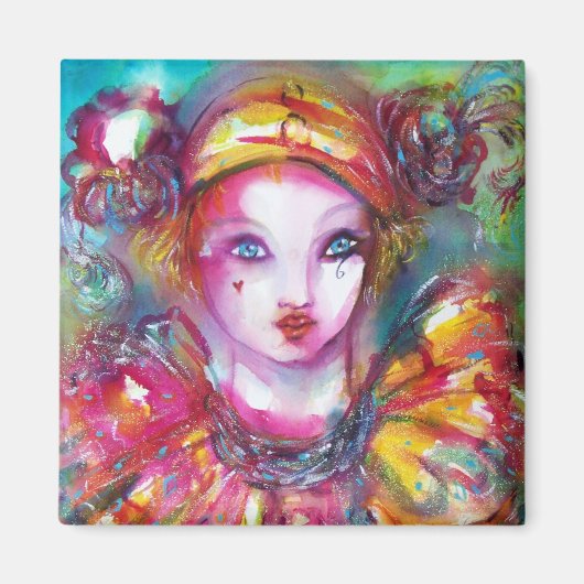 PIERROT / Venetiaanse Maskerade Maskers Magneet (Voorkant)