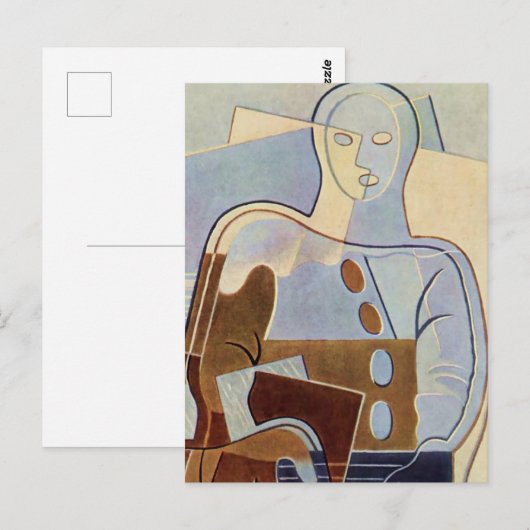 “Pierrot With Guitar” Cubist Painting by Juan Gris Briefkaart (Voorkant / Achterkant)