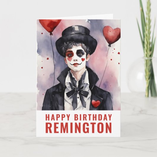 Pierrot zwart-wit kaart (Voorkant)