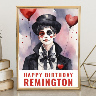 Pierrot zwart-wit poster