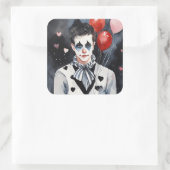 Pierrot zwart-wit vierkante sticker (Tas)