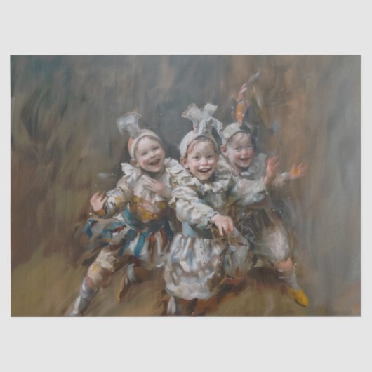 Pierrots - olieverfstijl weefselpapier tissuepapier (Voorkant)