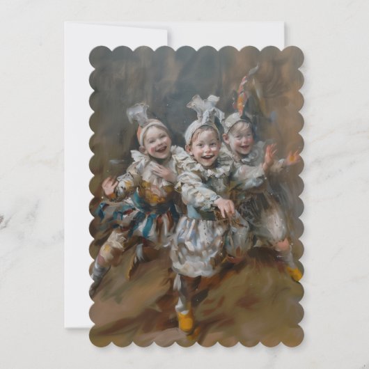 Pierrots - Platte uitnodiging formaat: 12,7 cm x 1 (Voorkant)