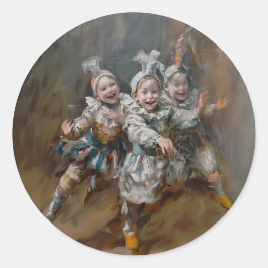 Pierrots - Ronde Stickers voor briefpapier (Voorkant)