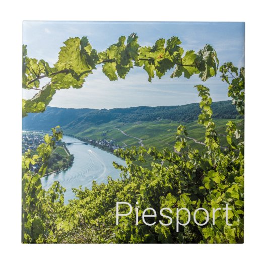 Piesport Moselle Druiven  wijnstokken Souvenir Tegeltje (Voorkant)