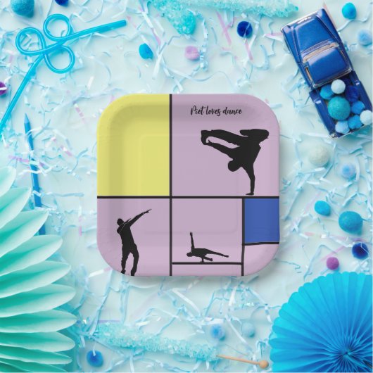 Piet Loves Dance Mondrian Street Hiphop Style Papieren Bordje (Feest)