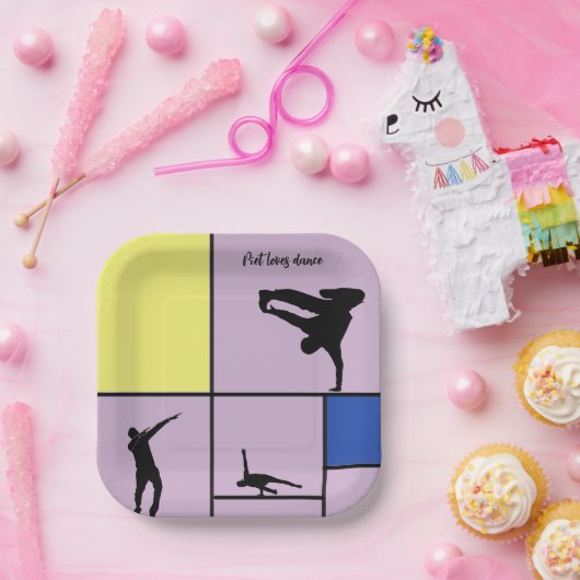 Piet Loves Dance Mondrian Street Hiphop Style Papieren Bordje (Feest)