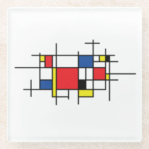 Piet Mondriaan, Abstracte moderne kunst Glazen Onderzetter