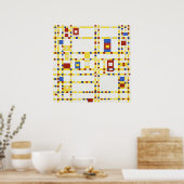 Piet Mondriaan Broadway Boogie Woogie Beroemde ver Poster (Keuken)