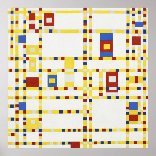 Piet Mondriaan Broadway Boogie Woogie Beroemde ver Poster (Voorkant)
