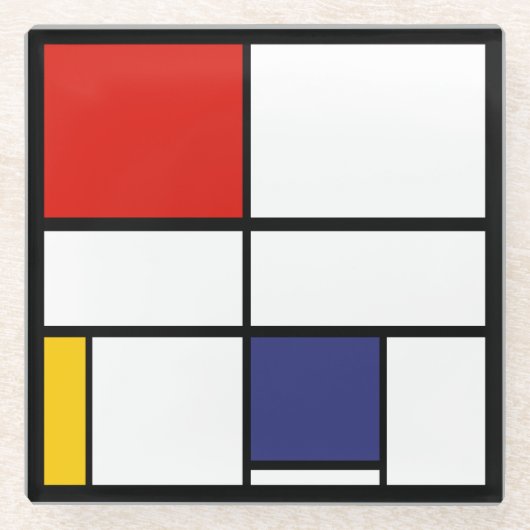 Piet Mondriaan, Compositie C Glazen Onderzetter (Voorkant)