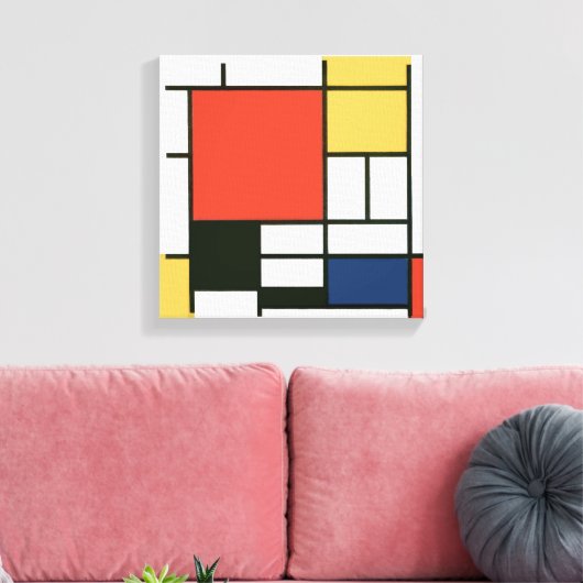 Piet Mondriaan - Compositie Canvas Afdruk (Insitu (Woonkamer))