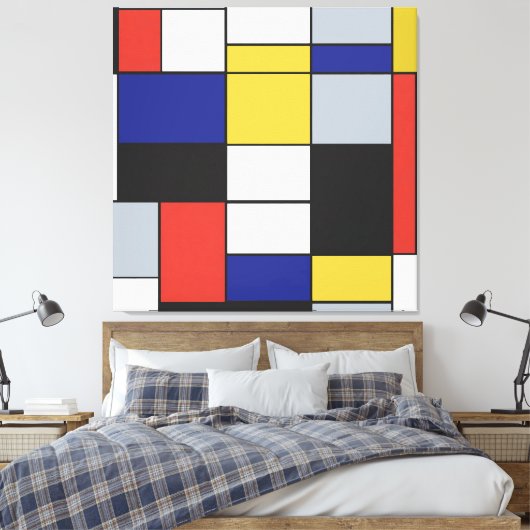 Piet Mondriaan - Compositie Geometrisch Abstract Canvas Afdruk (Insitu (Slaapkamer))