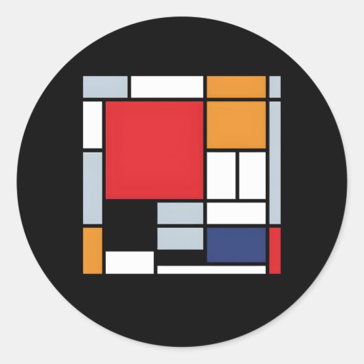 Piet Mondriaan compositie met groot rood vlak mod Ronde Sticker (Voorkant)