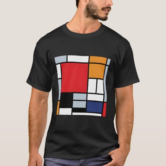 Piet Mondriaan compositie met groot rood vlak mod T-shirt (Voorkant)