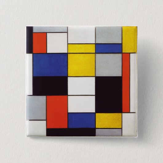 PIET MONDRIAAN - Compositon A 1923 Vierkante Button 5,1 Cm (Voorkant)