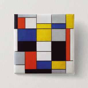 PIET MONDRIAAN - Compositon A 1923 Vierkante Button 5,1 Cm