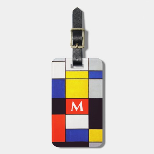 Piet Mondriaan geïnspireerd compositie A Monogram Bagagelabel (Voorkant verticaal)