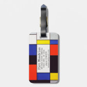 Piet Mondriaan geïnspireerd compositie A Monogram Bagagelabel (Achterkant verticaal)